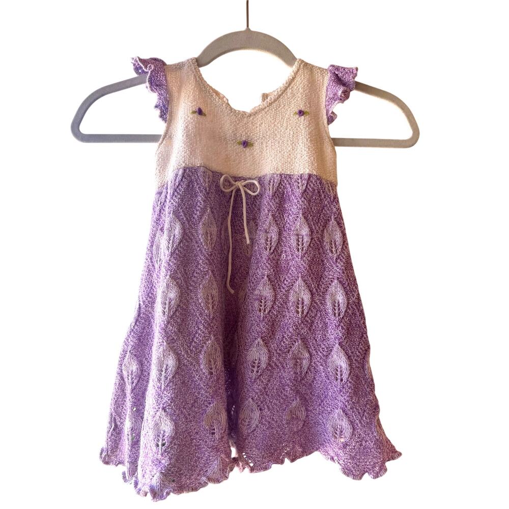 Artensanias Alania Cotton Crochet Toddler Girls Dress Purple Made in Peru Size 4